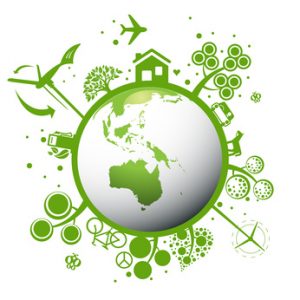 Ecology green planet vector concept background